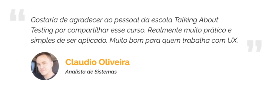 Depoimento de aluno matriculado no mini curso de backstop-config